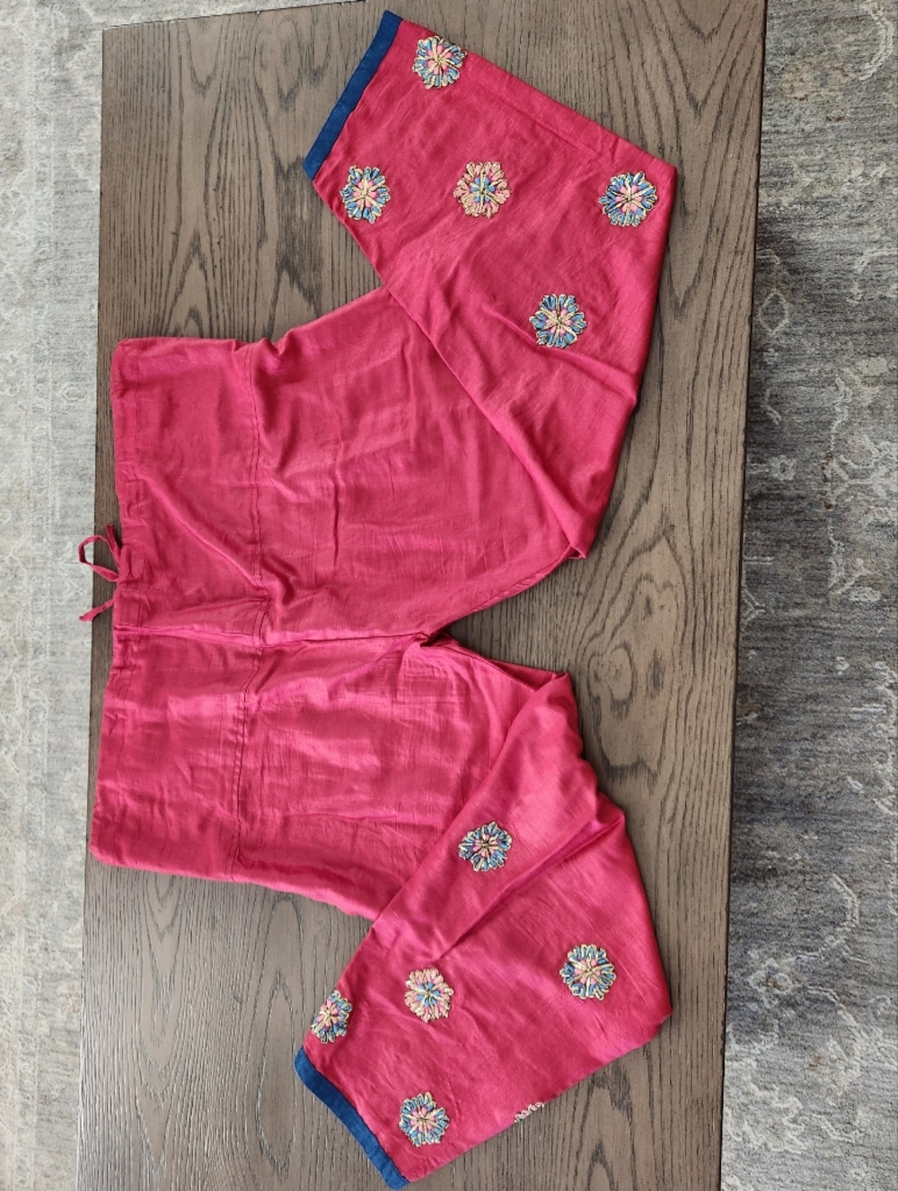 Women Indian Salwar Kameez Set - Navy Blue & Pink Embroidered - Picture 13 of 16